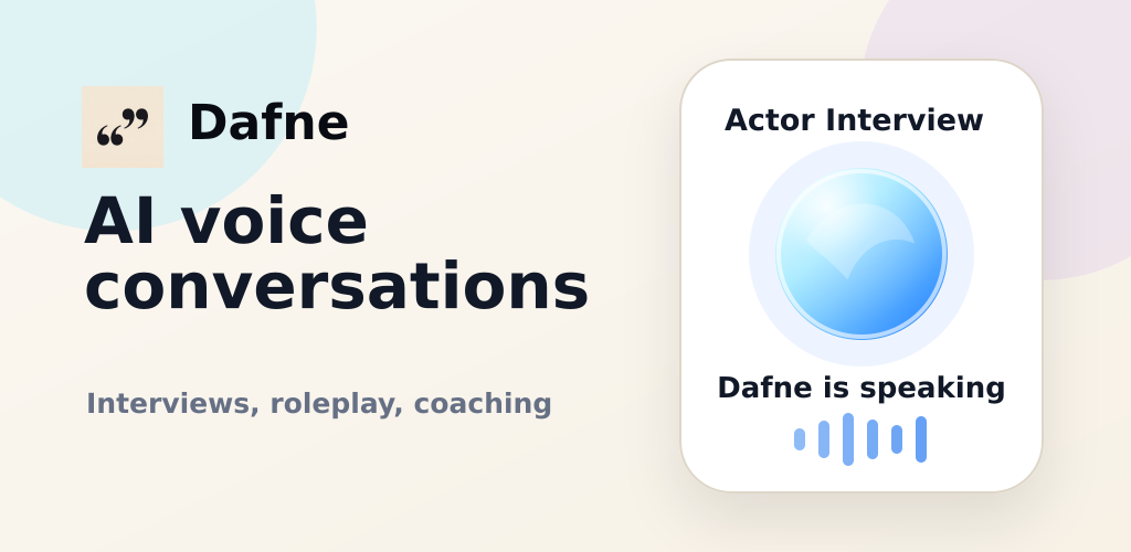 Dafne Produktbild mit AI Voice Conversations und Voice-Interface für ein Interview